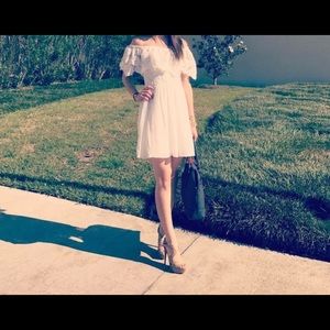 Off shoulder white lace dress